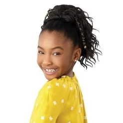Outre Lil Looks Synthetic Drawstring Ponytail - GOLD ACCENTED NATURAL WAVE 12"