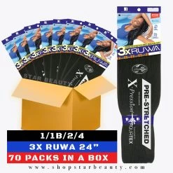 [BOX DEAL] Sensationnel Synthetic 3X X-Pression Ruwa Pre-Stretched Braid 24" (70 Packs/box)