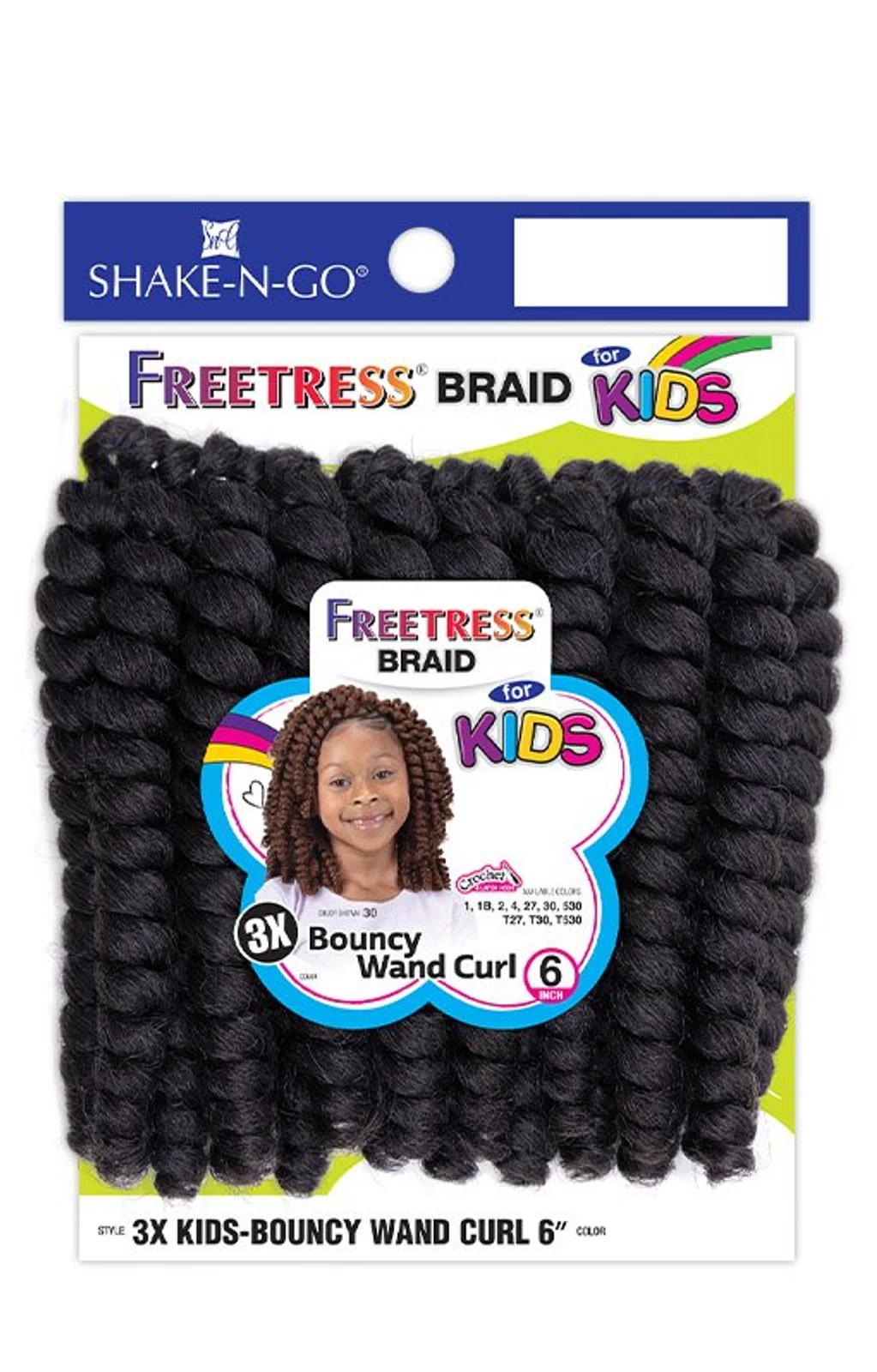 SHAKE N GO FreeTress Crochet Braids - 3X Kids-Bouncy Wand Curl 6" - Image 3