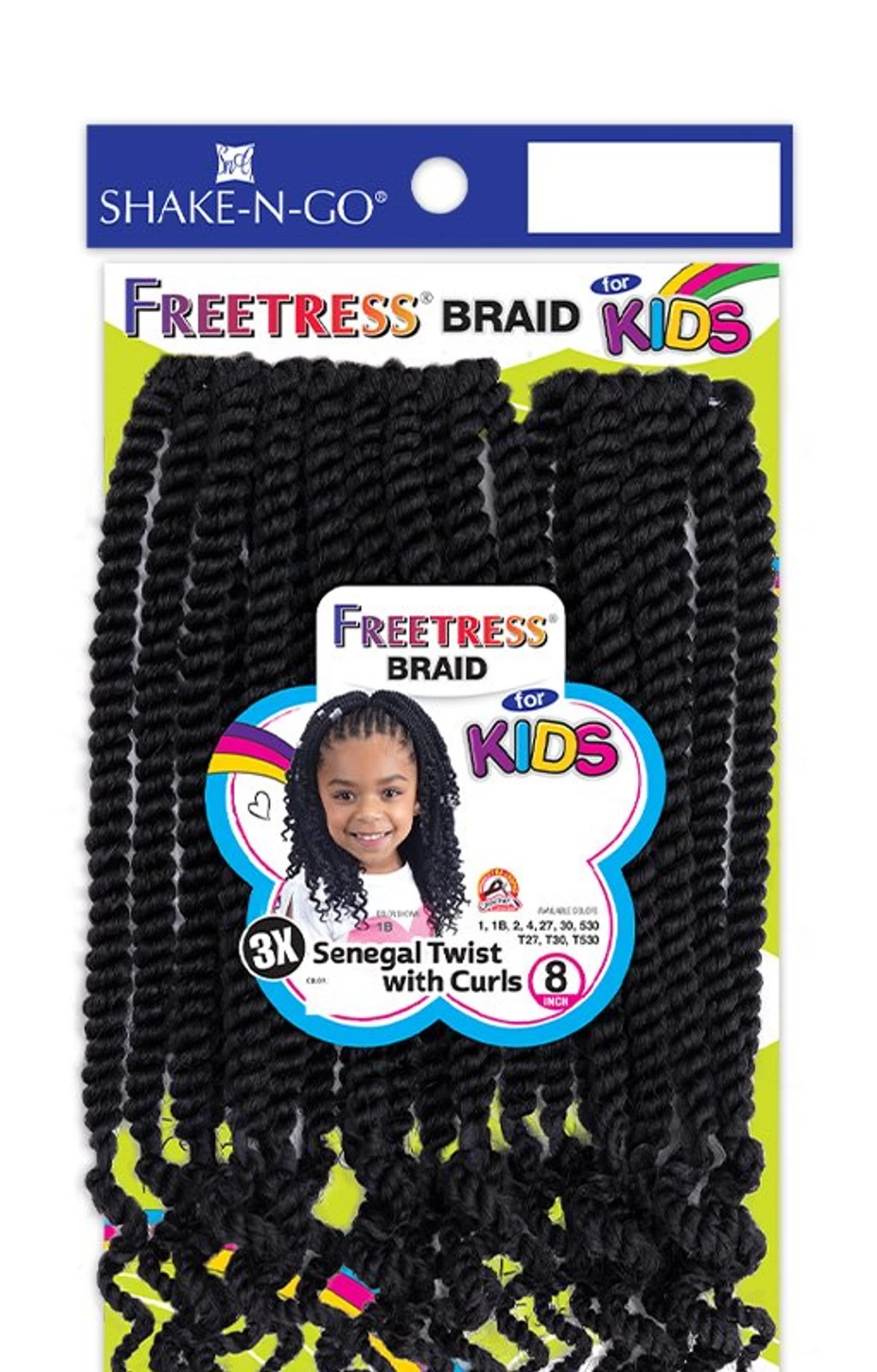 SHAKE N GO FreeTress Crochet Braids - 3X Kids-Senegal Twist With Curls 8" - Image 3