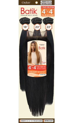 OUTRE Synthetic Batik 3 Pcs (18" 20" 22") + 4×4 HD Lace Closure - Straight