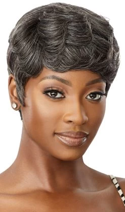 OUTRE 100% Human Hair Fab & Fly Gray Glamour Full Cap Wig - ADDISON
