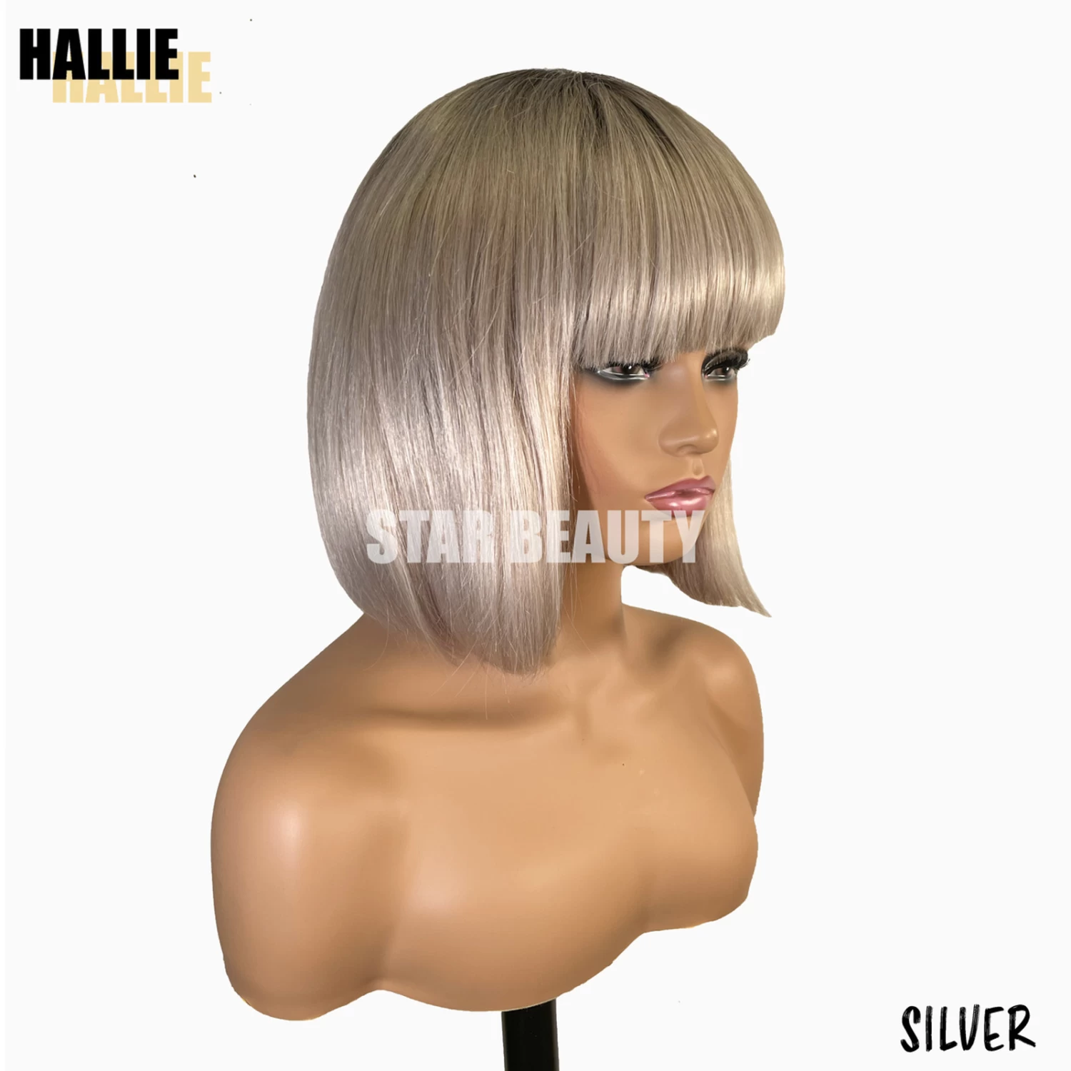 Bellatique 100% Human Hair Full Wig - HALLIE (T1B/SILVER) - Image 2