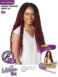 SENSATIONNEL Lulutress 2X Pre-Looped Crochet Skinny Passion Twist (12",18",24")